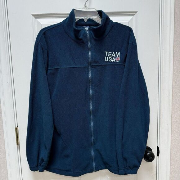 USA Olympic Mens Full Zip Up Fleece Jacket Athletic Team USA Blue Size XL - Picture 1 of 4
